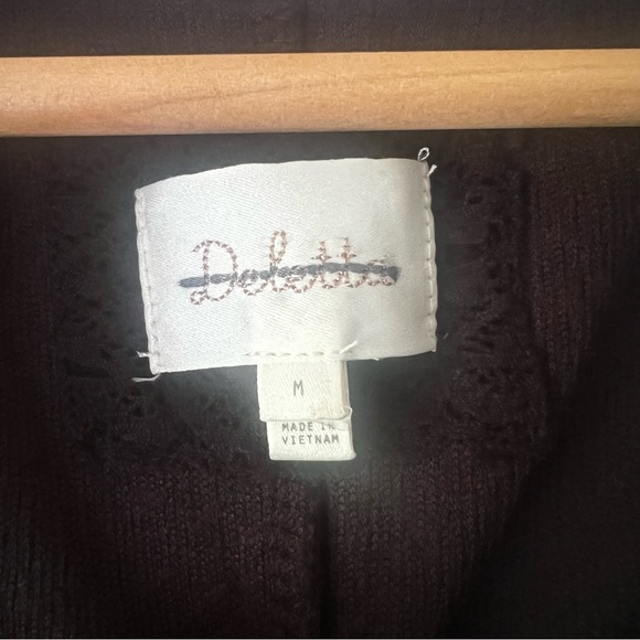 ANTHROPOLOGIE DELETTA ruffle sleeve tank top Black Women’s SIZE‎ MEDIUM chic - Picture 6 of 10